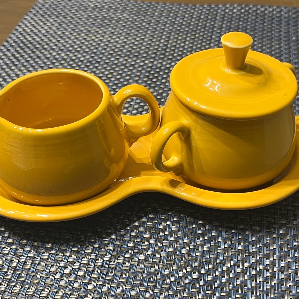 Fiestaware sugar and creamer marigold   RETIRED